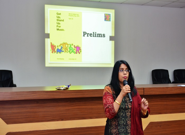 Dr. Suchibrata Goswami during the World IP day Quiz competition